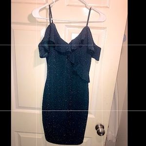 Dark Green Sparkly Iris MiniDress